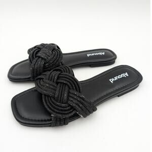 Abound Imani Flat Sandals Rhinestone Slip-On Women's Black Size US5.5